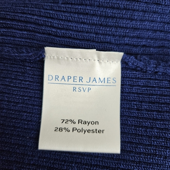 Draper James Sweater Cardigan Navy Blue Long Sleeve Button Up V Neck Rib Knit XS - Picture 7 of 8